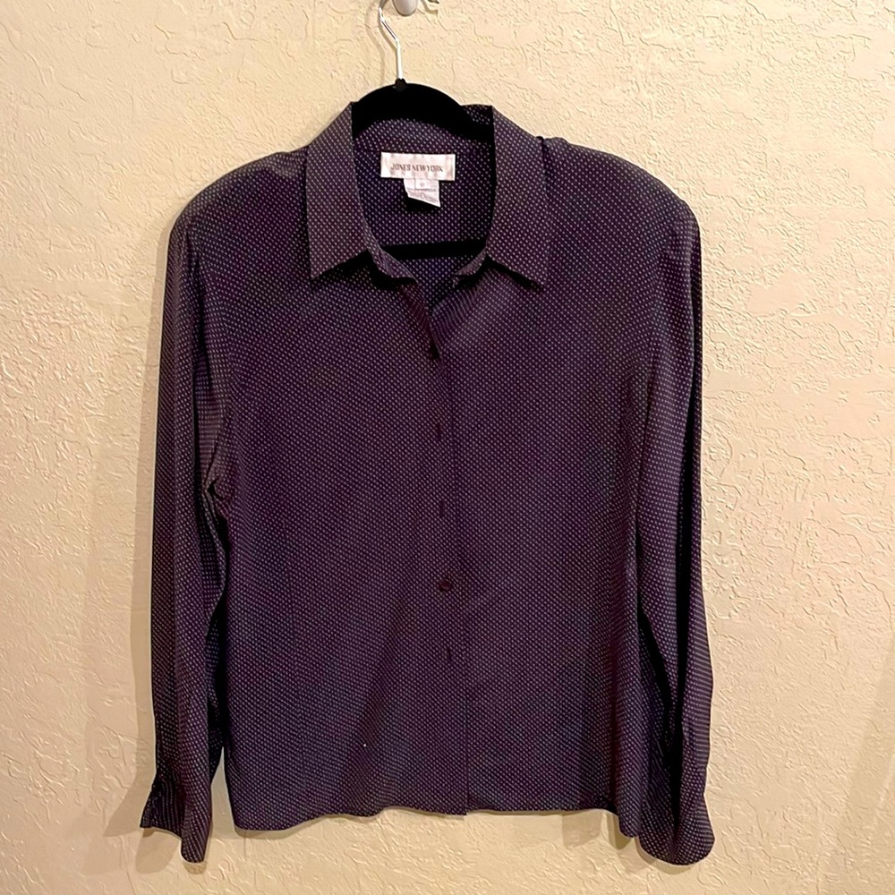 Jones New York silk blouse- blue
